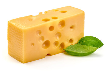 Cheese block, isolated on white background. High resolution image.