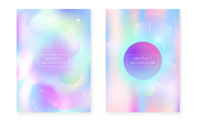Geometric Fluid. Rainbow Presentation. Summer Flyer. Purple Round Texture. Soft Banner. Holographic Shape. Magic Luminous Template. Simple Dots. Violet Geometric Fluid