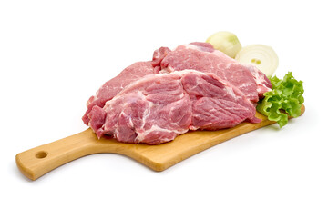 Pork boston butt steaks, isolated on white background. High resolution image.