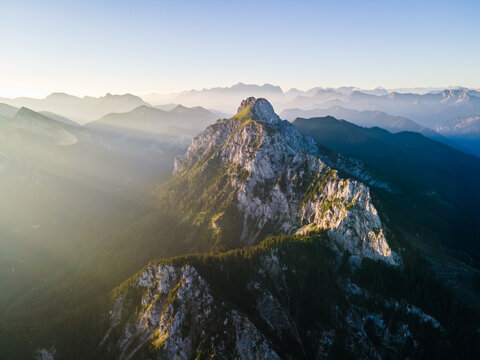 Aerial view of S&auml;uling Mountain, Germany in the early morning