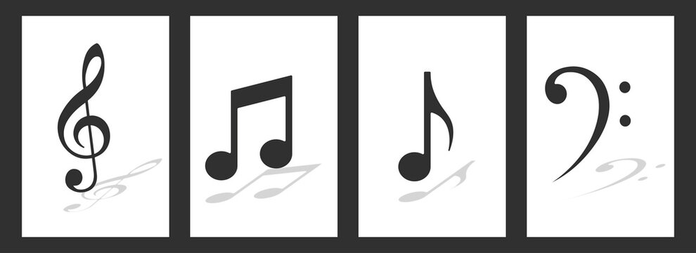 Music notes, musical design element, isolated, vector illustration. sheet music poster