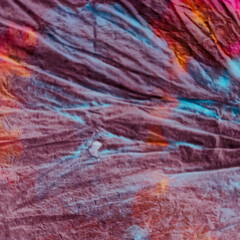 Traditional Tie Dye Pattern. Dyed Rainbow