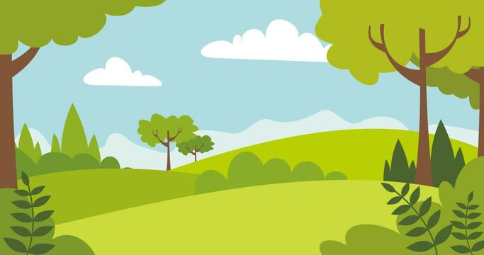 green park hill tree background animation