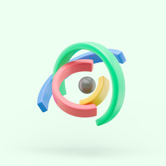 Circle diagram graph icon. Simple 3d render illustration on pastel background.