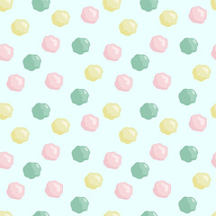 Vector seamless pattern with colorful candies on light turquoise background