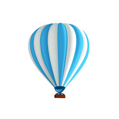 Obraz premium Hot air balloon blue stripe vector illustration. Graphic isolated colorful aircraft. Balloon festival.