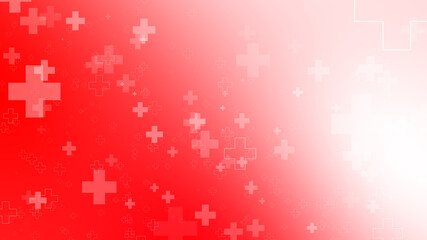 Abstract medical health red white cross pattern background.