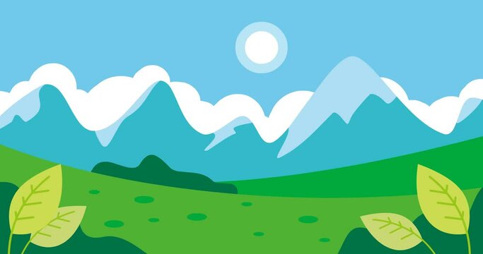 vector animation mountain tree background