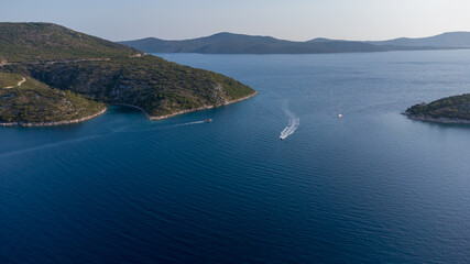 lonely boat in the ocean