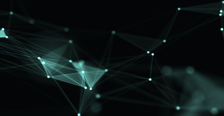 Abstract futuristic - technology with polygonal shapes on dark blue background. Design digital technology concept. 3d illustration.