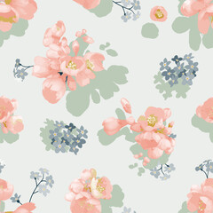 Trendy Seamless Floral Pattern In Vector. ideal for calico fabric design