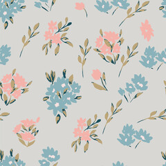 Fototapeta premium Trendy Seamless Floral Pattern In Vector. ideal for calico fabric design