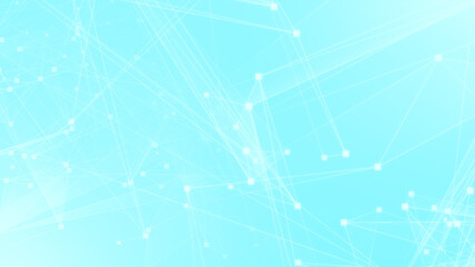 Abstract blue white polygon tech network with connect technology background. Abstract dots and lines texture background. 3d rendering.