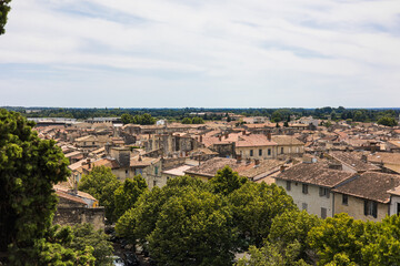 Vue sur la ville de Beaucaire depuis les remparts du Ch&acirc;teau de Beaucaire (Occitanie, France)