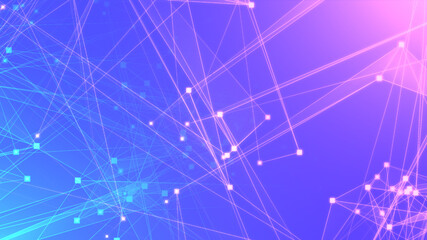 Abstract purple violet polygon tech network with connect technology background. Abstract dots and lines texture background. 3d rendering.