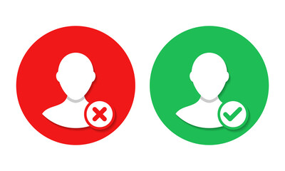Account profile with check mark and cross ison. Users with right and wrong sign. Illustration vector