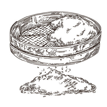 sifting flour vintage style clip art preview