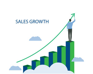 Sales growth concept vector. Rising arrow representing business success.