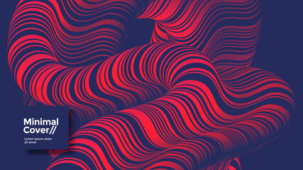 Colorful background with a fluid wave. Striped wavy line compositions for cover, poster, landing page. Minimal 3d abstract illustration.	
