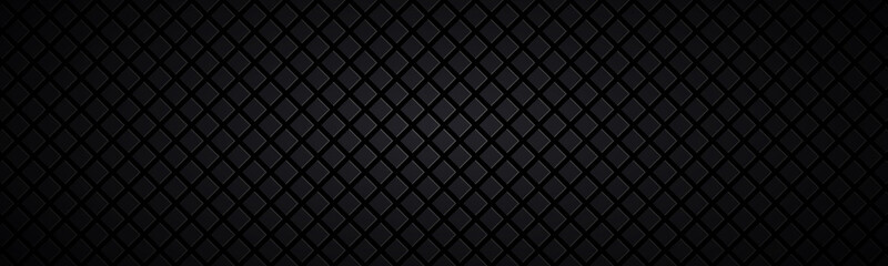 Dark abstract square header. Black mosaic look banner. Modern vector texture. Simple metal background