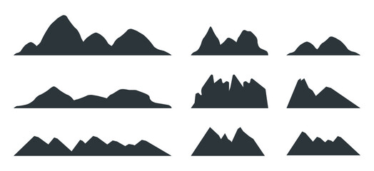 mountain set single color silhouette in black and white color