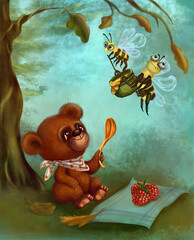 Teddy bear and bees