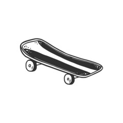 Hand drawn skateboard. Doodle sketch style. Drawing line simple teen skate. Isolated vector illustration.