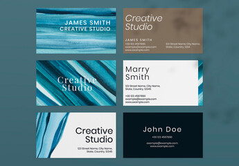 Business Card Layout Ombre Watercolor Design