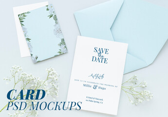 White Wedding Cards Layout Mockup Design