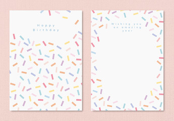 Birthday Greeting Card Layout with Confetti Sprinkles