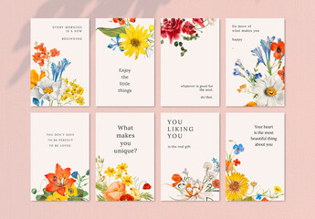 Colorful Floral Quote Layout Set