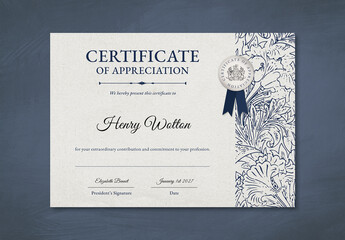 Vintage Floral Certificate Layout