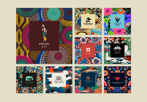 Ethnic Pattern Layout with Minimal Logo Set