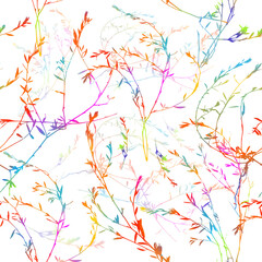 Obraz na płótnie Canvas multicolored seamless background. Grass with leaves. Vector illustration