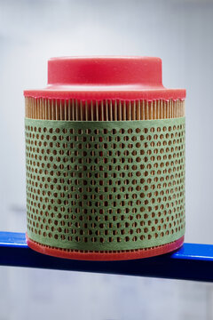 Paper Air Filter With Red Rubber. 