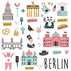 Set of famous symbols and landmarks of Berlin. Vector bright set of icons © danceyourlife