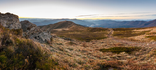 Sunrise observed from the summit of Połonina Caryńska, Bieszczady, Bieszczady National Park
