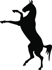 Icon of horse silhouette. Black vector illustration of mustang stallion