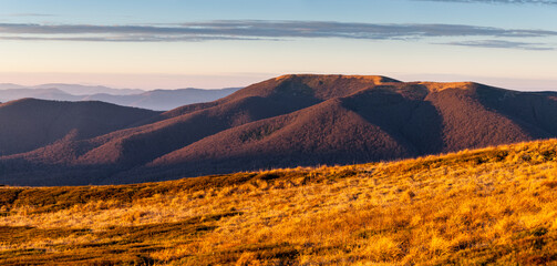 Sunrise observed from the summit of Połonina Caryńska, Bieszczady, Bieszczady National Park
