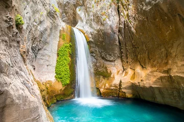 Foto op Plexiglas Sapadere canyon and beautiful waterfall, Alanya, Turkey © Aleh Varanishcha