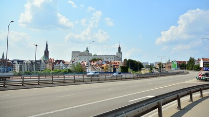  View of the panoramic architecture of the city from the route