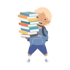 blond schoolboy with books