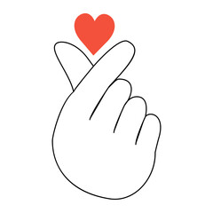 Korean Finger Heart. Vector kpop modern love symbol.