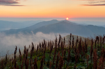 Sunset seen from the summit of Połonina Caryńska, Bieszczady, Bieszczady National Park