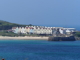 colourful houses in Braye Harbour