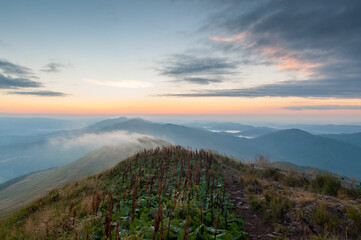 Sunset seen from the summit of Połonina Caryńska, Bieszczady, Bieszczady National Park