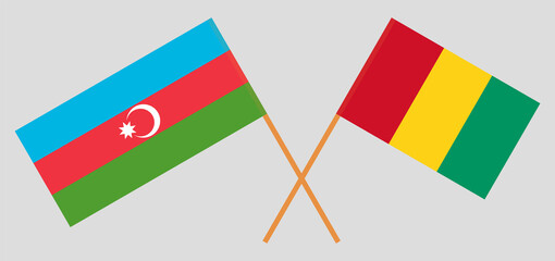 Crossed flags of Azerbaijan and Guinea. Official colors. Correct proportion