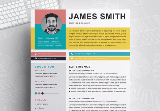 Clean and Professional Resume Layout with Photo