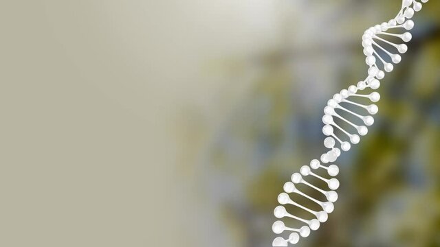 Animation of dna strand spinning over colorful background