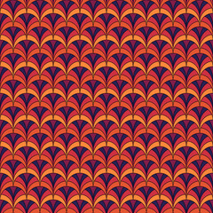 Seamless pattern. Asian ornament. Fish scale wallpaper. Repeated scallops. Squamata backdrop. Geometric background. Semicircles image. Mosaic motif. Squama digital paper. Vector